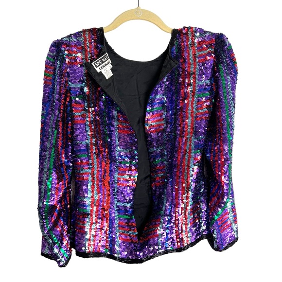 SHO MAX Originals Silk Sequined Back Zip Vintage Silk Top. EUC SZS - Picture 5 of 6